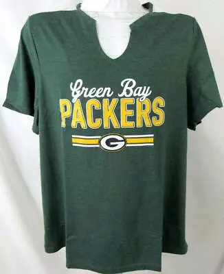 Green Bay Packers Womens Plus Size 1X Screened Team Split Neck T-shirt APAC 412 • $21.24