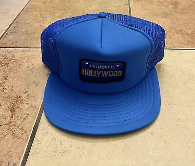 Vintage Hollywood California Trucker Mesh Hat Royal Blue Sportcap • $25