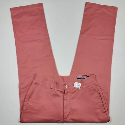 Vineyard Vines Men's Club Pant Chinos Coral Pink Cotton Size 30x32 • $13