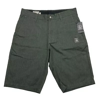 Volcom Mens Gray Bermuda Walking Stretch Pockets Flat Front Chino Shorts Size 29 • $9.99