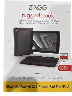 Zagg Rugged Book Pro Wireless Keyboard Case For IPad Pro 9.7  With Stand - Black • $20