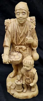 Rare Japanese Moriyama Porcelain Figures  Marked Japan Village Man & Child 10  • $149.99