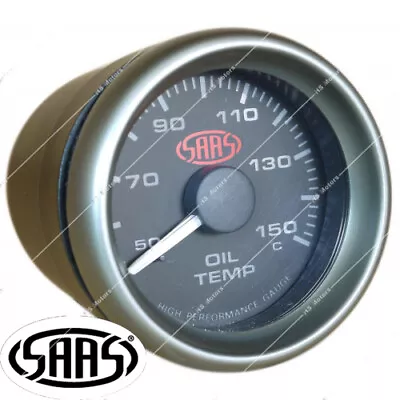 SAAS Oil Temp Gauge Black Face Dial 52mm Multi Colour + Sender & Fitting Kit • $70