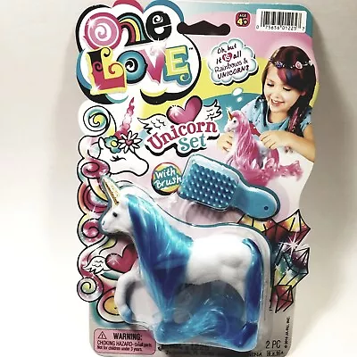 One Love Powder Blue Haired  Mane & Tail Unicorn Set With Brush • $7.85