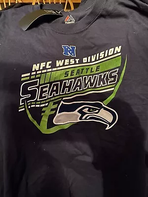 NWT Seattle Seahawks T Shirt 2018 Schedule Tee Majestic Blue Navy Vtg New 2 XL • $9