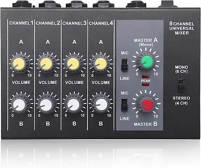 8 Channel Audio Mixer Input Mono Stereo Sound Mixing Console Low Noise 6.35mm In • $35.29