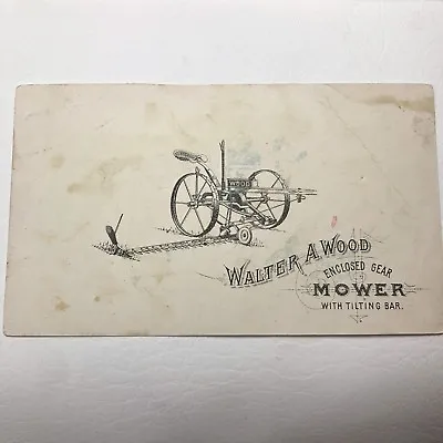 Victorian Trade Card Walter Wood Horse Drawn Mower Pretty Girls Basket • $14.95