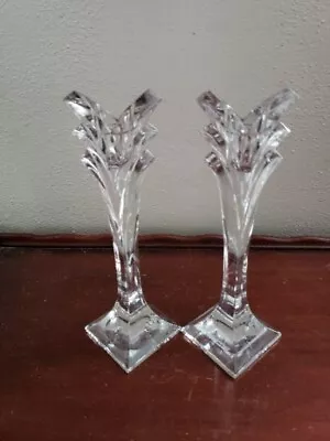 Art DECO MIKASA Heavy Lead Crystal Glass Candlestick Holder Single Light Germany • $39.99