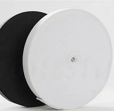 25mm Flat Woven 1 Inch Wide Stretch Strong Elastic Black & White • £2.49