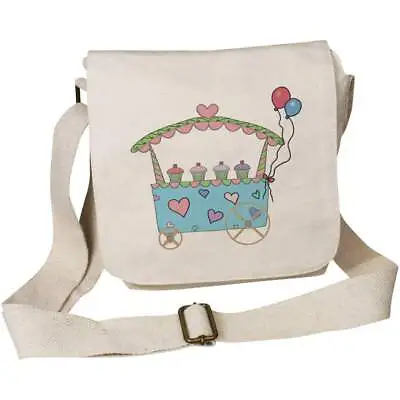 £11.99 • Buy 'Cupcake Cart' Small Cotton Canvas Messenger Bag (MS00044881)