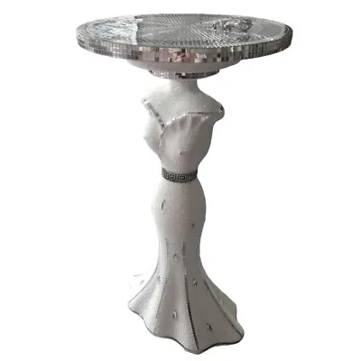 £64.99 • Buy Silver Venetian Mirrored Table Modern Flower Stand Bed Side Lamp Romany Mosaic✨