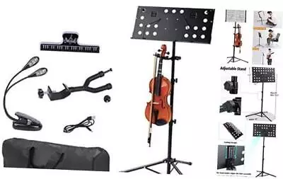  Sheet Music Stand With Violin Hanger Folding Music Stand Portable Fortable  • $59.23