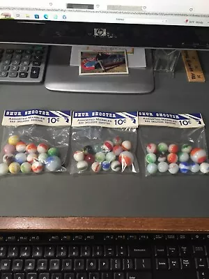 3 Bags Vintage Shur Shooter Marbles W/shooter Nips (15 Per Bag) Usa Made • $26.95