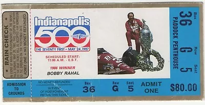 1987 INDIANAPOLIS INDY 500 Ticket Stub AL UNSER Winner 5/24/87 RACING Crease • $9.99