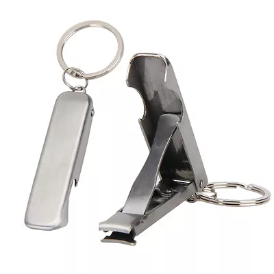 2in1 Bottle Opener Stainless Foldable Nail Scissors Nail Clipper Cutter Keychain • $2.79