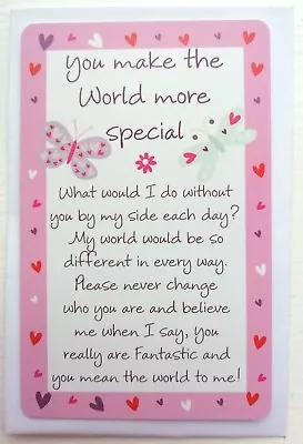 £0.99 • Buy ❤ 'You Make The World More Special...' Keepsake Card Sentimental Verse Gift ❤