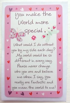 £0.99 • Buy ❤ 'You Make The World More Special...' Keepsake Card Sentimental Verse Gift ❤
