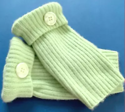 Fingerless Gloves Green Pastel 100% Cashmere S M L Small Medium Large Mittens Os • $34.98