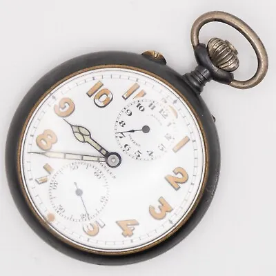 Angelus 50.5 X 69.8 Mm 15j Open-Face WWII Military Alarm Antique Pocket Watch • $280