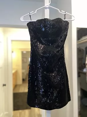 ZARA Black Sequin Mini Dress Stunning Sleeveless Cocktail Sexy Size M • $30