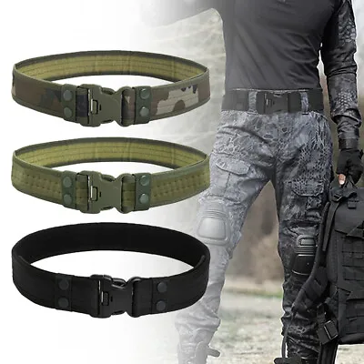 £2.99 • Buy Men Quick Release Work Belt Tactical Army Webbing Nylon Military Waistbelt Women