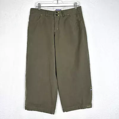 Ibex Organic Cotton Wide Leg Crop Pants Womens Sz 8 Olive Green Casual Hiking • $24.95