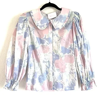 $36.99 • Buy NWT Selkie Size S Floral Print Meadow Button Down Blouse Top Peter Pan Collar