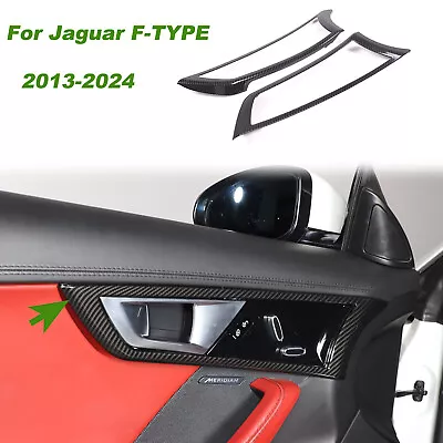 2pcs ABS Inner Door Handle Frame Trim For Jaguar F-TYPE 2013-2024 Carbon Fiber • $62.99