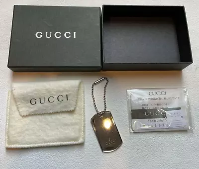 Gucci Dog Tag Keychain Sterling Silver 925 Pendant Bag Charm Key Ring Vintage  • $108