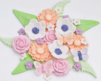  Edible Birthday Cake Flowers Cake Toppers. Edible Pastel Flowers Cake Toppers • £9.95