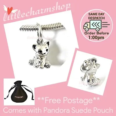 $49 • Buy NEW Authentic Genuine PANDORA Silver Kitty-Cat Dangle Charm - 798011EN16 RETIRED