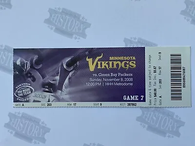 2008 Green Bay Packers At Minnesota Vikings Ticket 11/9/08 Aaron Rodgers • $7.50