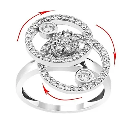 2 Level Round Motion Meditation Spinner Ring 925 Sterling Silver  Promise Ring • $49.99