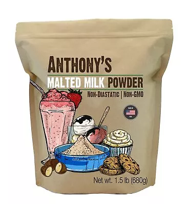 Anthony's Malted Milk Powder 1.5lb For Ice Cream Milk Shakes And Baking Non G... • $22.05