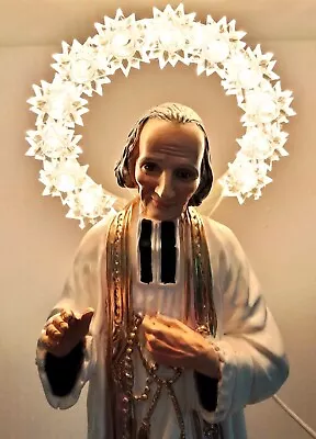 Statue St.Martin Giovanni Maria Vianney CM 30 IN Resin With Halo Lighted • $91.50