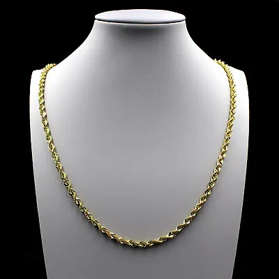 Real 10K Yellow Gold Rope Chain Pendant Necklace 2mm 2.5mm 3mm 16 - 30  • $279.99
