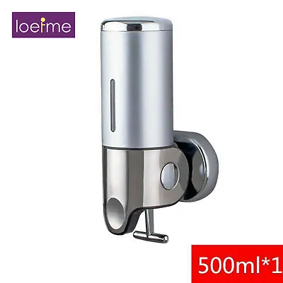 £10.49 • Buy LOEFME Wall Mounted Soap Dispenser Chrome Bathroom Hand Soap Shower Gel 500ml UK