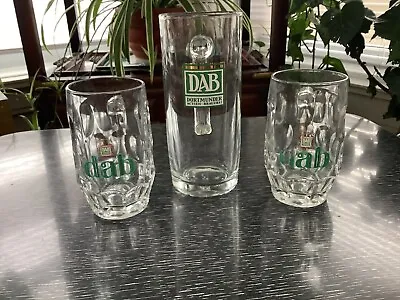 Lot Of 3 DAB Beer Glass Brew Germany 2- .25 L  Dimpled Handled Mugs & .5 L Mug • $15.99