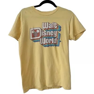 Walt Disney World Yellow Retro Graphic Short Sleeve Parks T-Shirt Women’s Medium • £7.52