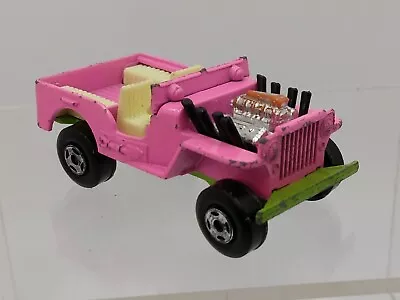 Vtg. 1971 Matchbox/Lesney 2e; Jeep Hot Rod; Pink Green Base (Superfast) • $9.99