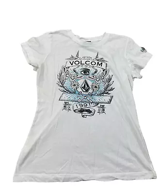 Volcom Shirt Womens White XL Tshirt Short Sleeve Made In USA Y2K Skater Surfer • $12.89