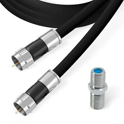 Black RG6 Coaxial Cable For Internet HD TV Satellite Antenna With Barrel • $7.49