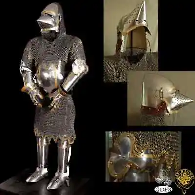 Medieval Churburg Full Suit Of Armor Knight Crusader Bascinet Armor • $599