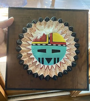 Early 1969 Hopi PRESTON MONONGYE Framed Ceramic Sunface Kachina Signed!! • $695