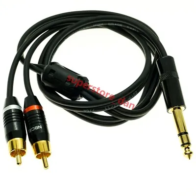 1/4  6.35MM Stereo Plug TRS Male TO 2 RCA Male Stereo Phono Audio Speaker CABLE • $15