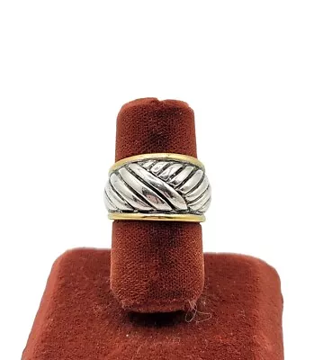 Vtg Sz 9 Ring Band Medieval Roman Jewelry 2-tone Pattern All The Way Around • $39.99