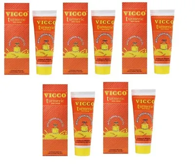 5 X Vicco Turmeric Skin Cream (Vegan) 50g Each (Pack Of 5) With Sandalwood Oil • $37.50