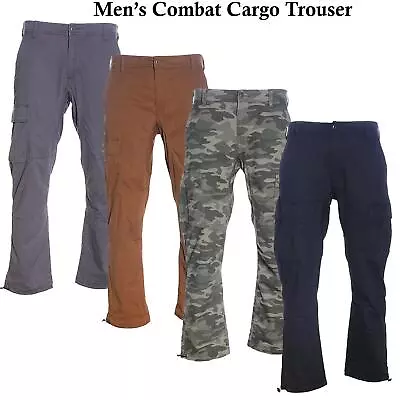 Men's Cargo Combat Pants Comfort Fit Casual Stretch Cotton Work Trousers 28W-38W • $16.17