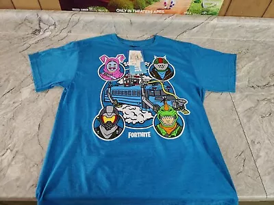 Fortnite Epic Games Squad Up Bus Crew Gamer T Shirt Youth XL Blue  • $14.90