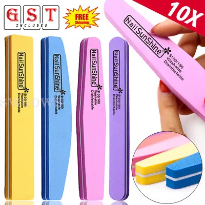 10Pcs Set Washable Sanding Sponge Nail File Buffer 100/180 Polishing Grind~s • $7.49